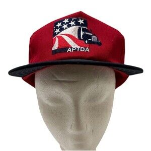 VTG Trucker Hat APTDA Red SnapBack Ball Cap USA Flag